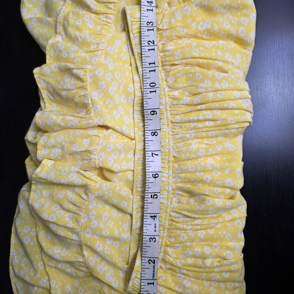 Ambercrombie & Fitch Yellow White Floral Ruffle Mini Skirt Size M - Picture 11 of 13